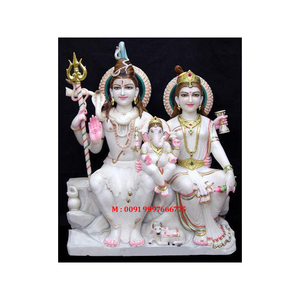 Hermoso y atractivo ídolo de Shiva Parvati en mármol blanco con superficie finamente pulida y duradera para decoración de templos al precio más bajo. - Product Image 1