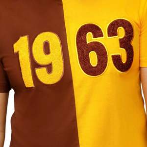 1963 Half Brown <b>Gold</b> Chenille T-<b>Shirt</b> Premium Cotton Greek Apparel Fraternity Wear Embroidered Logo Classic Fit Soft Fabric - Product Image 2