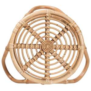 Taburete redondo minimalista moderno de ratán, muebles versátiles para sala de estar o comedor como mesa auxiliar o asiento adicional - Product Image 4