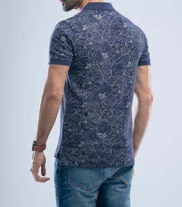 T-shirt décontracté à manches courtes en coton tricoté 100% bleu marine, respirant, imprimé, technique de teinture unie, 220g, Bangladesh - Product Image 2