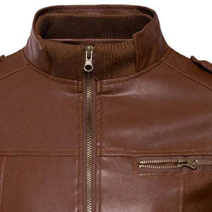 Otoño Álamo hombres PU cuero Janet con capucha cremallera moda estilo venta al por mayor nueva condición tela Janet - Product Image 4