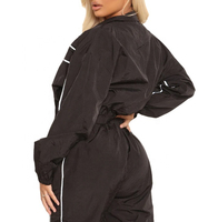 Ensemble deux pièces décontracté pour femme, coupe-vent en maille unie, survêtement respirant en polaire à col roulé, longueur intégrale, Spandex/Coton