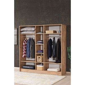 Cintres de garde-robe modernes anthracite pin atlantique Diva 5 portes 11 étagères et compartiments pour le rangement des vêtements de chambre et d'hôpital - Product Image 3