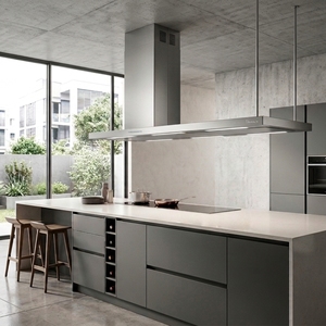 Made in Italy Steel Island Hood ELEA ISOLA High Quality Range Hood LED Light Chimney <b>Kitchen</b> Exhaust Cooking 146x60cm - Product Image 2
