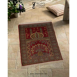Zynah Divine Embrace Wool <b>Prayer</b> <b>Mat</b> Handwoven Abstract Pattern Square 27x42 Travel/Muslim/Camping Home Washable - Product Image 4