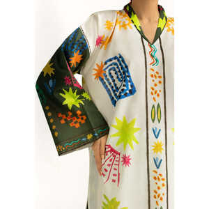 Lady's Casual Co-Ord <b>Set</b> IPST-55011 Cambric Chiffon Printed <b>Square</b> Collar Bohemian Style for Spring/Summer - Product Image 1