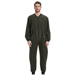 Pijamas sólidos para hombres Onesies con capucha con cremallera y bolsillos Ropa de dormir de manga larga Ropa de Casa informal Ropa de dormir Mono - Product Image 3
