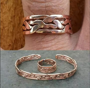 Copper Bracelet Antique Wide Cuff Beautiful Design Channel Magnet Clasp Bela Artisan Religious Style <b>Eco</b>-Friendly Wedding Favors - Product Image 3