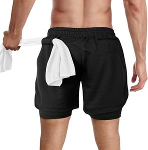 Short de sport à séchage rapide pour homme Pantalon de survêtement 2 en 1 solide de style bermuda pour l'entraînement de basket-ball et la course à pied avec logo personnalisé - Product Image 2