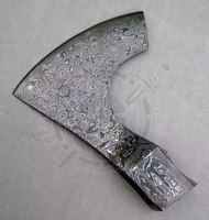 Damaszener Stahl Kopf Kohlenstoffstahl Geschmiedeter Doppelklingen-Tomahawk-Axtkopf mit individuellem Logo, Industriequalität, Holzgriff, Hohe Qualität