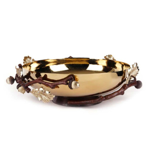 Bol de service en acier inoxydable poli, design standard, écologique, avec base en forme de branche, pour la décoration de mariages et de fêtes - Product Image 6