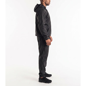 OEM Customized Solid Black Gym Sauna Jacket Pant Suit Elastic Waist Breathable Body Slimming Weight Loss Home Use Leisure Bottom - Product Image 3
