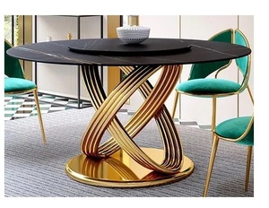 Hot Selling 2026 Design Luxury Modern <b>Dining</b> <b>Table</b> with Marble Top & Metal Frame Fold-able Extendable Round <b>Dining</b> <b>Table</b> - Product Image 1