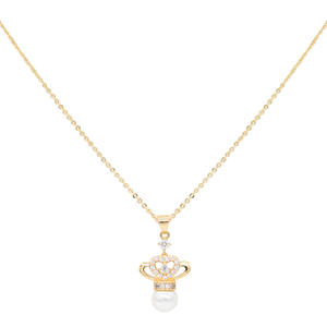 Collar con Colgante Chapado en Oro Vintage, Forma de Corazón, Imitación de Perla, Cadena con Eslabones de Diamantes CZ, 16+2 Pulgadas, Joyería de Regalo para Mujer - Product Image 3