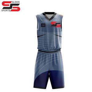 Ensemble d'uniformes de basket-ball réversibles pour hommes jeunes de haute qualité vierges uniformes de basket-ball réversibles bleu et blanc personnalisés - Product Image 4
