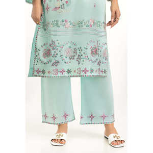 Conjunto Casual de Dos Piezas para Mujer, Color Verde Mar, Cambric Bordado, Talla XS/XXS, Largo por Encima de la Rodilla, para Primavera/Verano - Product Image 4