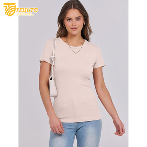 Camisetas recortadas blancas personalizadas para mujer al por mayor, Top corto ajustado de algodón transpirable para bebé, diseño informal con estampado de pantalla - Product Image 1
