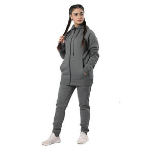 <b>Top</b> Trending Grey Cotton Fleece Winter Tracksuit <b>Set</b> for Men & Women Zip up Hoodies & Jogging <b>Trousers</b> Plus Size Available - Product Image 1