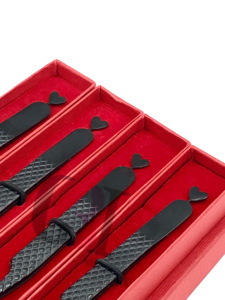 Profesional 90 grados negro Plasma espalda corazón diseño fibra Nano punta Acero inoxidable extensión de pestañas pinzas instrumento de belleza - Product Image 6