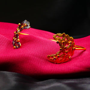 Party Wear Sterling Silver 925 Ruby Gemstones Celeb Style Classic Handmade Trendy Unique Open Cuff Bangles - Product Image 4