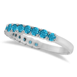 Anillo de Topacio Azul de 1.09 Quilates, Estilo Bohemio, Oro Blanco de 14 Quilates, Chapado en Rodio y Oro, Tecnología de Incrustación de Platino - Product Image 4