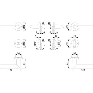 Juego de rosetas HOPPE Stockholm 1140/42KV/42KVS de aluminio F1 redondas SK/OL DIN, estanterías superiores para puerta izquierda/derecha D/D - Product Image 3