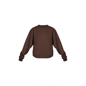 Sudadera con logotipo personalizado para mujer, jersey de lana liso, cuello redondo, algodón suave, manga larga, cálido, ropa de calle informal de invierno - Product Image 1