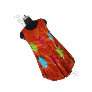 Designer Handmade indiano Meninas Tie Dye Sexy Night Wear Dress atraente tie dye longo vestido maxi aberto para senhoras sem mangas