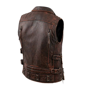 Nouveauté Gilets en cuir suédé vintage marron de haute qualité pour hommes Col montant avec fermeture éclair Taille pour l'hiver - Product Image 2
