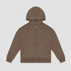 Ropa con estampado personalizado para hombre, tu propio logotipo, sudaderas con capucha de algodón lavado ácido Vintage DIY, sudaderas con cremallera de gran tamaño, ropa informal de EE. UU. - Product Image 1