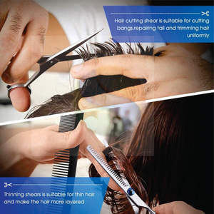 Juego de Tijeras de Peluquería Profesionales Premium, Tijeras de Barbero de Acero Inoxidable con Tijeras de Entresacar y Texturizar, para Salón - Product Image 4