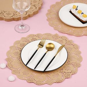 Sets <span class=keywords><strong>de</strong></span> <span class=keywords><strong>table</strong></span> ronds en <span class=keywords><strong>papier</strong></span> <span class=keywords><strong>kraft</strong></span> brun avec dentelle, jetables, rustiques, pour la nourriture, les gâteaux, l'artisanat, les fêtes, les mariages, la décoration <span class=keywords><strong>de</strong></span> <span class=keywords><strong>table</strong></span> - Product Image 3