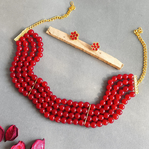 Indian Antique Jewellery Supplier Faux Pearl Layered Wedding Necklace Set Stud Earrings Indian Manufacturer <b>Jewelry</b> For Women - Product Image 1