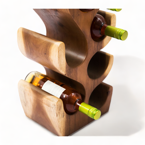 Casier à vin élégant de type debout de 6 bouteilles en bois massif avec support en liège rangement décor à la maison meubles porte-bouteilles en bois Suar - Product Image 6
