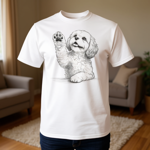 T-shirt grafica Cavachon Dog Raising Paw, abbigliamento promozionale unisex in cotone per adulti, girocollo, manica corta - Product Image 4