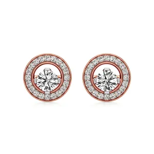 14k Gold <b>Moissanite</b> Chakra Halo Stud <b>Earrings</b> for Wedding Engagement Party - Product Image 1