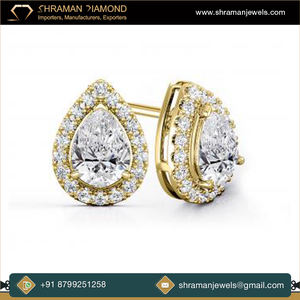 Boucles d'oreilles Halo Moissanite en or 14 carats coupe poire 2.6 CTS D VVS IGL certifié bijoux d'anniversaire de mariage pour femmes plaqué rhodium - Product Image 2