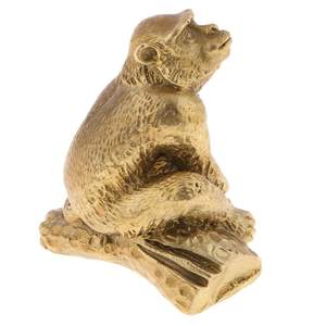 Ornement d'éléphant saluant Figurine animale indienne Sculpture Statues d'éléphant en laiton doré du fabricant indien Gold Folk - Product Image 2