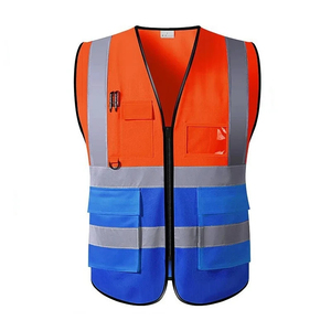 Chaleco reflectante de seguridad, ropa de trabajo personalizada de alta visibilidad, ropa de malla para chaleco de construcción con cremallera, bolsillos múltiples, fluorescente - Product Image 3