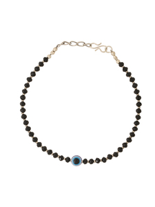 Tobillera Negra con Cuentas de Ojo Turco para Mujer, Joyería Minimalista para el Pie - Product Image 3