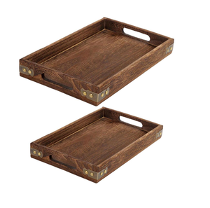 Plateau de service en bois Top vente plateau en bois de luxe décoration plateau de service en bois fabriqué à la main de luxe - Product Image 3