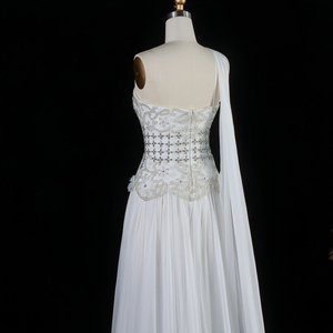 Jancember LSZ285 Elegante Vestido de Fiesta de Noche con Capa de un Solo Hombro y Cristales - Product Image 6