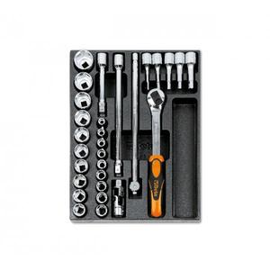 Bandeja termoformada dura BETA de 29 piezas con trinquete y llaves de vaso de 1/2'' - Product Image 1