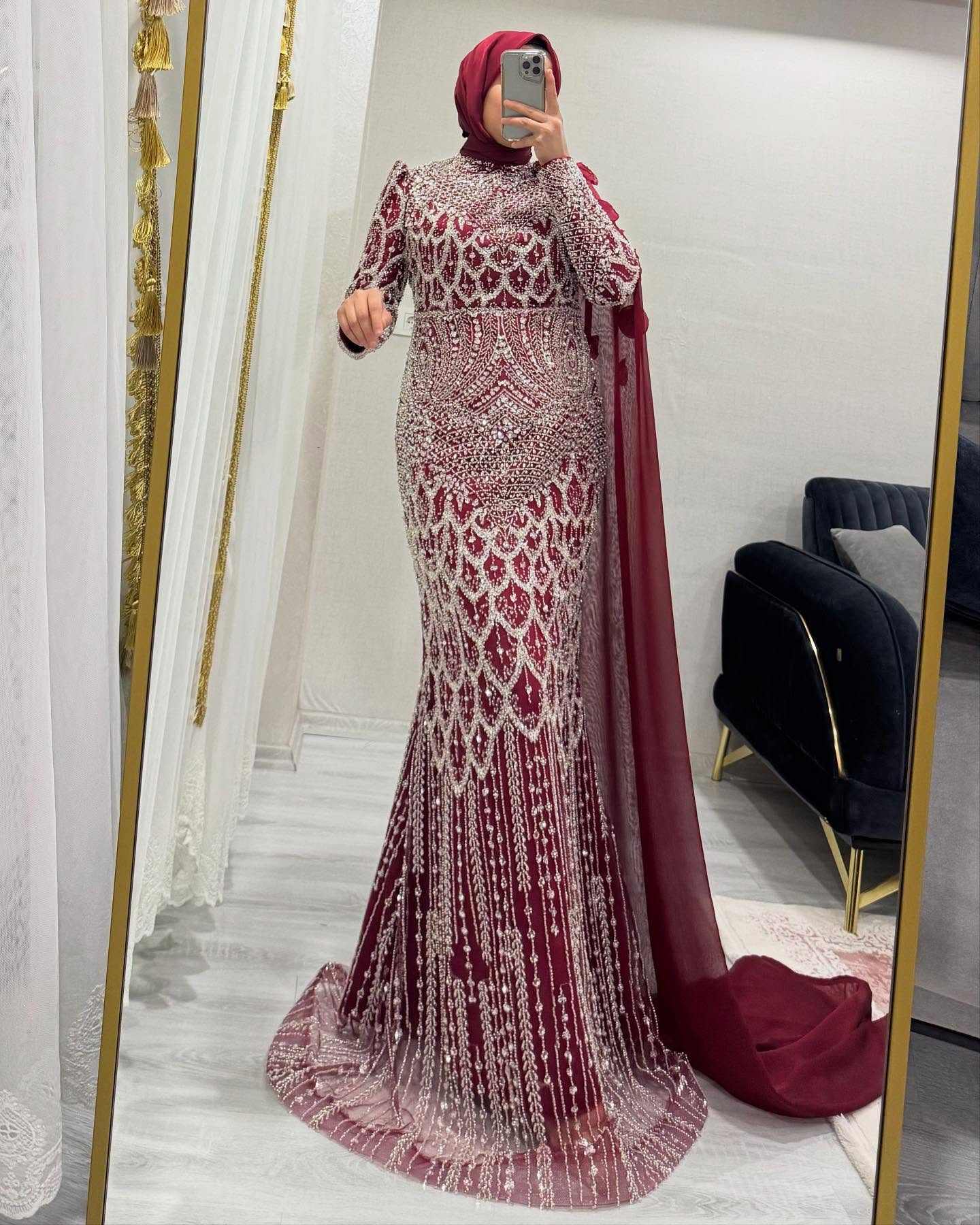 Kalinga Ashok Hijab Wedding Dress 2019 Red Dress Glamour Hijab