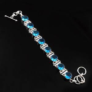 Bracelet de charme tennis en topaze bleue, argent sterling 925, certifié GIA, cadeau de luxe pour femmes - Product Image 3