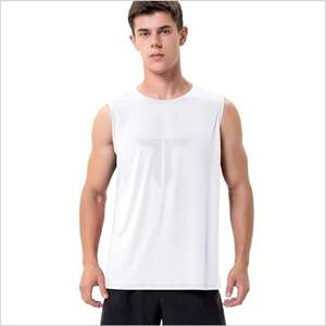 เสื้อกล้ามออกกำลังกายผ้าคอตตอนระบายอากาศสำหรับผู้ชายเสื้อกีฬาแบบถักแห้งเร็วโลโก้ตามสั่งสี - Product Image 1