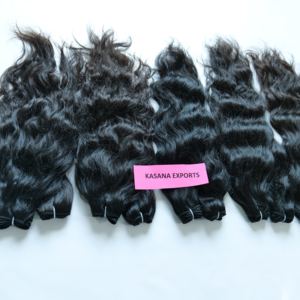 Extensions de Cheveux Humains Vierges Indiens Ondulés Bundle Machine à Double Trame Couleur Noire Naturelle Traitement des Vagues Profondes Aucun Produit Chimique - Product Image 2
