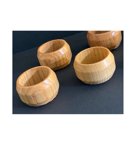 Porte-rond de serviette en bois sculpté pour 4 pièces avec ustensiles de cuisine et articles de décoration de table - Product Image 6