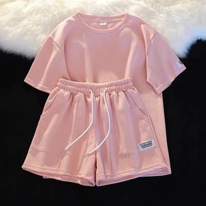 Conjunto de Shorts Deportivos de Verano 2025 para Mujer, Talla Grande, Color Sólido, con Capucha, Manga Corta, Dos Piezas, Sexy y con Logo Frontal para Club - Product Image 3