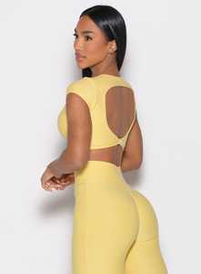 Venta caliente limón mujeres Toggluxe Crop Top 4 Way Stretch ajustable Toggle Super suave transpirable entrenamiento Crop Top camisetas para mujeres - Product Image 5